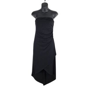 Vtg City Triangles Black Strapless Ruched Asymmetrical Hi-Low Dress‎ M HOCO Y2K